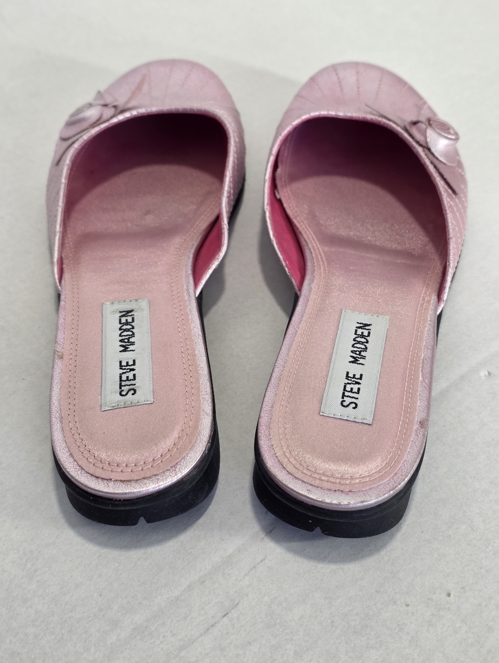 Vintage  Steve Madden Razzy Sandals Size 6B Leather Metalic Pink Slip On Slides - Picture 5 of 6